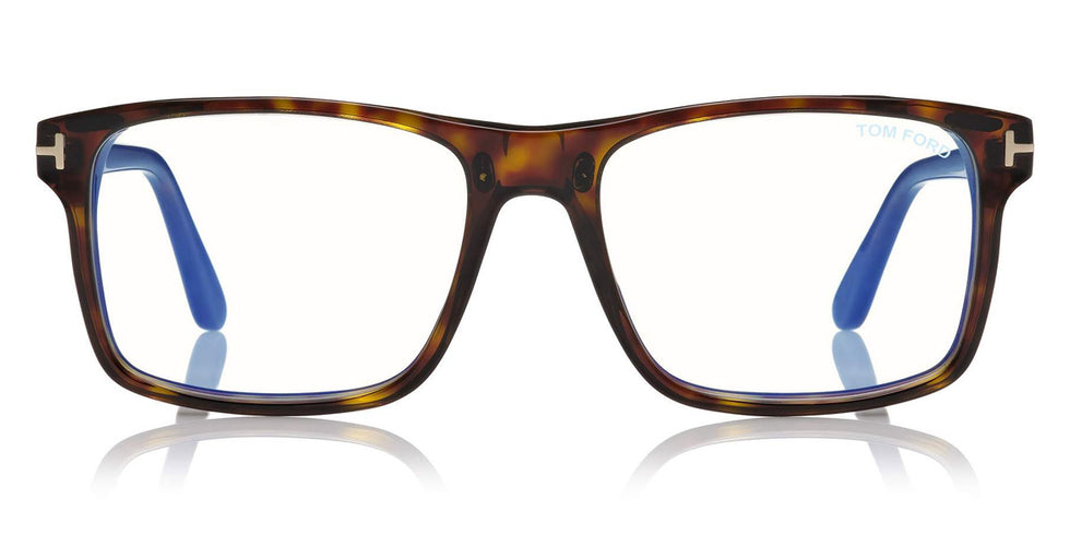 Tom Ford® FT5682-B FT5682-B 052 54 - 052 - Shiny Classic Dark Havana/ Blue Block Lenses W. Roviex Clip On Lenses Eyeglasses