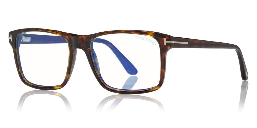 Tom Ford® FT5682-B FT5682-B 052 54 - 052 - Shiny Classic Dark Havana/ Blue Block Lenses W. Roviex Clip On Lenses Eyeglasses