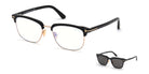 Tom Ford® FT5683-B FT5683-B 001 54 - 001 - Shiny Black/ Blue Block Lenses W. Smoke Clip On Lenses Eyeglasses