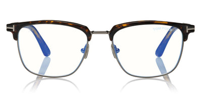 Tom Ford® FT5683-B FT5683-B 052 54 - 052 - Shiny Classic Dark Havana/ Blue Block Lenses W. Dark Teal Clip On Lens Eyeglasses