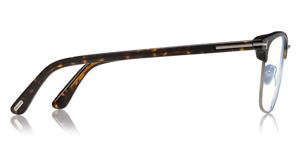 Tom Ford® FT5683-B FT5683-B 052 54 - 052 - Shiny Classic Dark Havana/ Blue Block Lenses W. Dark Teal Clip On Lens Eyeglasses