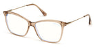 Tom Ford® FT5687-B FT5687-B 045 56 - 045 - Shiny Rose Champagne, Shiny Rose Gold / Blue Block Lenses Eyeglasses