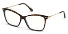 Tom Ford® FT5687-B FT5687-B 052 56 - 052 - Shiny Classic Dark Havana, Shiny Rose Gold / Blue Block Lenses Eyeglasses