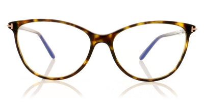 Tom Ford® FT5687-F-B FT5687-F-B 052 56 - 052 - Shiny Classic Dark Havana, Shiny Rose Gold / Blue Block Lenses Eyeglasses