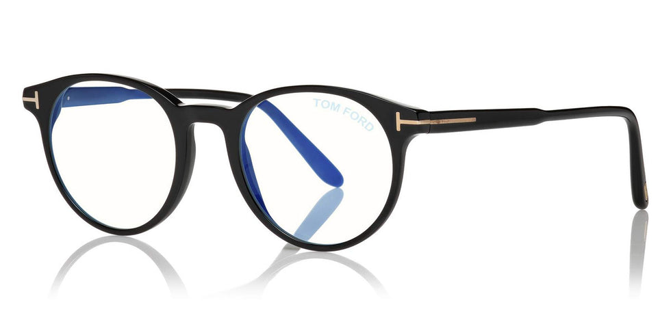 Tom Ford® FT5695-B FT5695-B 090 49 - 090 - Shiny Transparent Blue / Blue Block Lenses Eyeglasses