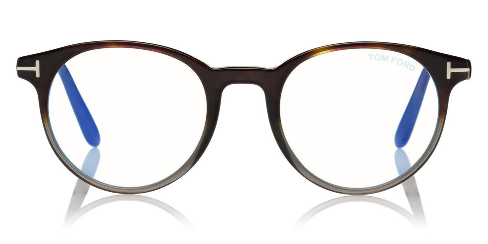 Tom Ford® FT5695-B FT5695-B 056 49 - 056 - Shiny Grad. Havana-To-Grey Front W. Havana Temples / Blue Block Lenses Eyeglasses