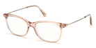 Tom Ford® FT5712-B FT5712-B 052 52 - 052 - Shiny Classic Dark Havana, Rose Gold Temples/ Blue Block Lenses Eyeglasses