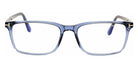 Tom Ford® FT5735-B FT5735-B 026 54 - 026 - Shiny Crystal, Shiny Palladium t" Logo / Blue Block Lenses" Eyeglasses