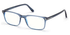 Tom Ford® FT5735-B FT5735-B 090 56 - 090 - Shiny Transparent Blue, Shiny Palladium t" Logo / Blue Block Lenses" Eyeglasses