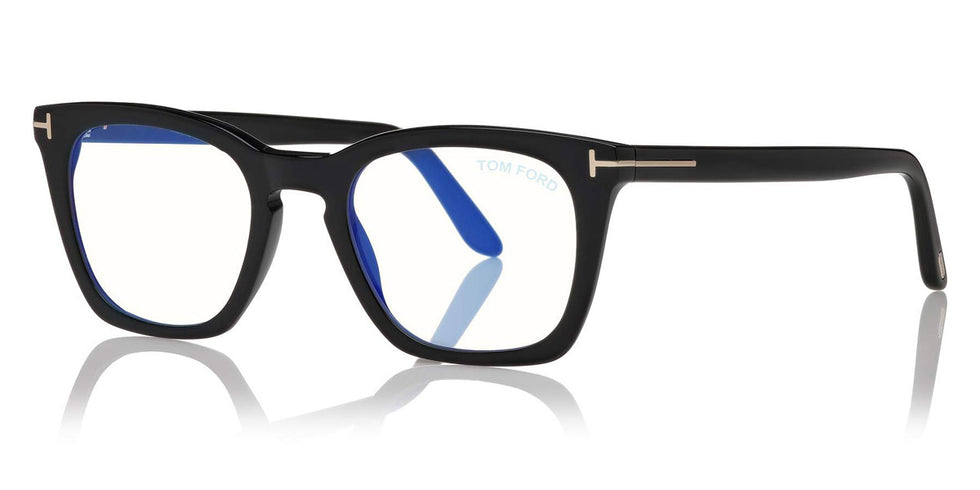 Tom Ford® FT5736-B FT5736-B 001 50 - 001 - Shiny Black, Shiny Rose Gold t" Logo / Blue Block Lenses" Eyeglasses