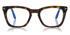 Tom Ford® FT5736-B FT5736-B 052 50 - 052 - Shiny Dark Havana, Shiny Rose Gold t" Logo / Blue Block Lenses" Eyeglasses