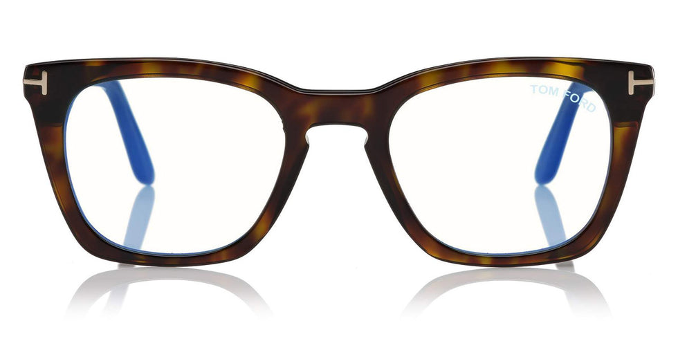 Tom Ford® FT5736-B FT5736-B 052 50 - 052 - Shiny Dark Havana, Shiny Rose Gold t" Logo / Blue Block Lenses" Eyeglasses