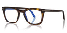 Tom Ford® FT5736-B FT5736-B 052 50 - 052 - Shiny Dark Havana, Shiny Rose Gold t" Logo / Blue Block Lenses" Eyeglasses