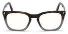 Tom Ford® FT5736-B FT5736-B 055 50 - 055 - Shiny Havana To Grey, Shiny Palladium t" Logo / Blue Block Lenses" Eyeglasses