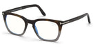 Tom Ford® FT5736-B FT5736-B 055 50 - 055 - Shiny Havana To Grey, Shiny Palladium t" Logo / Blue Block Lenses" Eyeglasses