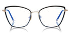Tom Ford® FT5740-B FT5740-B 001 54 - 001 - Black Enamel, Shiny Rose Gold, Shiny Black, t" Logo/blue Block Lenses" Eyeglasses