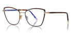 Tom Ford® FT5740-B FT5740-B 048 54 - 048 - Brown Enamel, Rose Gold, Blonde Havana, t" Logo / Blue Block Lenses" Eyeglasses