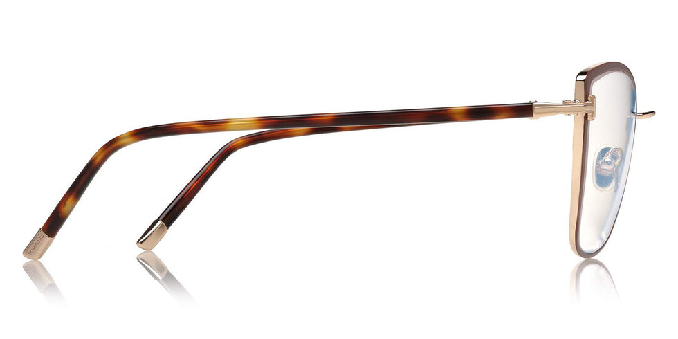 Tom Ford® FT5740-B FT5740-B 048 54 - 048 - Brown Enamel, Rose Gold, Blonde Havana, t" Logo / Blue Block Lenses" Eyeglasses