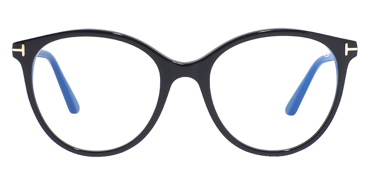 Tom Ford® FT5742-B FT5742-B 001 53 - Shiny Black/T Logo/Blue Block Eyeglasses