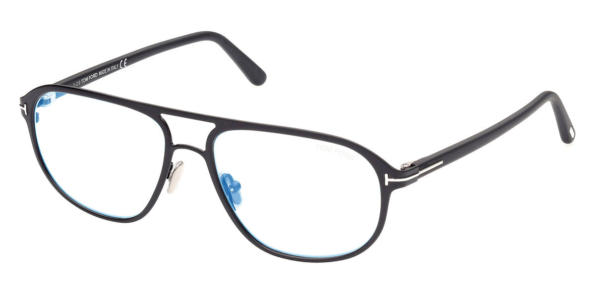 Tom Ford® FT5751-B FT5751-B 002 55 - Matte Black/Shiny Black/T Logo Eyeglasses