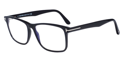 Tom Ford® FT5752-B FT5752-B 052 55 - 052 - Shiny Classic Dark Havana, t" Logo / Blue Block Lenses" Eyeglasses