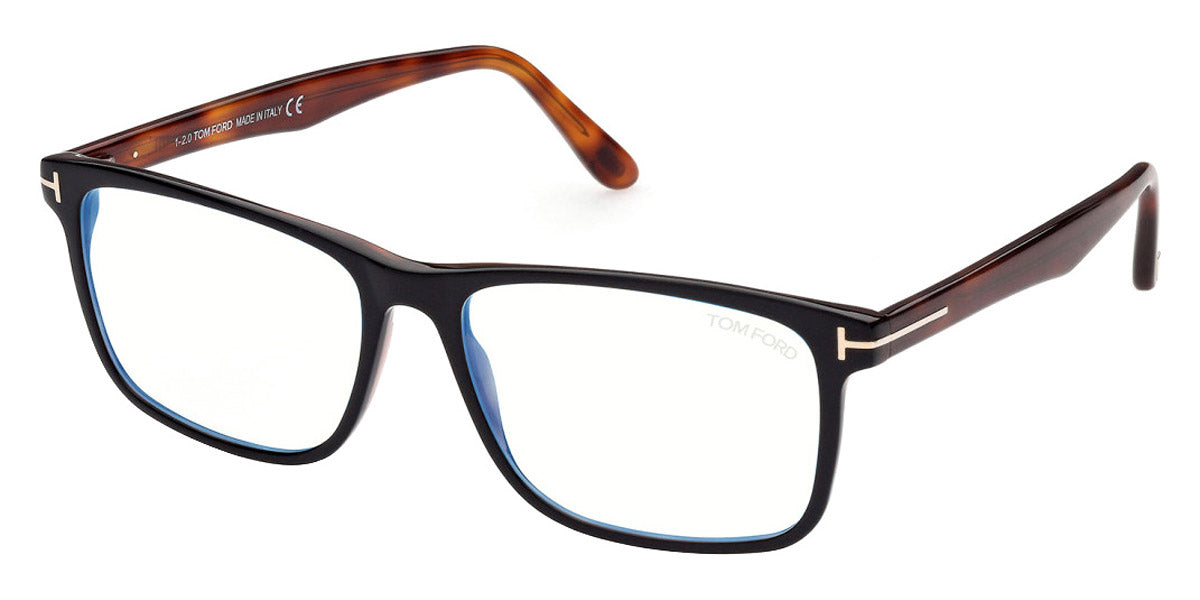 Tom Ford® FT5752-B FT5752-B 020 55 - 020 - Shiny Transparent Grey, t" Logo / Blue Block Lenses" Eyeglasses