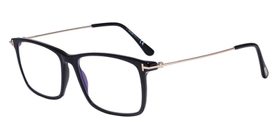 Tom Ford® FT5758-B FT5758-B 002 54 - 002 - Matte Black, Shiny Dark Ruthenium, t" Logo / Blue Block Lenses" Eyeglasses