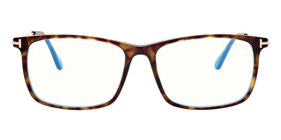 Tom Ford® FT5758-B FT5758-B 001 56 - 001 - Shiny Black, Shiny Rose Gold, t" Logo / Blue Block Lenses" Eyeglasses