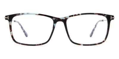 Tom Ford® FT5758-B FT5758-B 055 54 - 055 - Shiny Dark Teal Havana, Dark Ruthenium, t" Logo / Blue Block Lenses" Eyeglasses