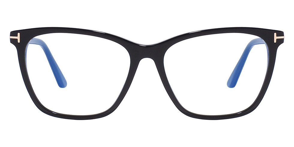 Tom Ford® FT5762-B FT5762-B 001 55 - 001 - Shiny Rose Champagne, t" Logo / Blue Block Lenses" Eyeglasses