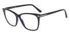 Tom Ford® FT5762-B FT5762-B 001 55 - 001 - Shiny Rose Champagne, t" Logo / Blue Block Lenses" Eyeglasses