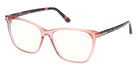 Tom Ford® FT5762-B FT5762-B 052 55 - 052 - Shiny Classic Dark Havana, t" Logo / Blue Block Lenses" Eyeglasses