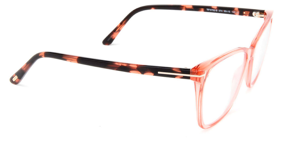 Tom Ford® FT5762-B FT5762-B 052 55 - 052 - Shiny Classic Dark Havana, t" Logo / Blue Block Lenses" Eyeglasses