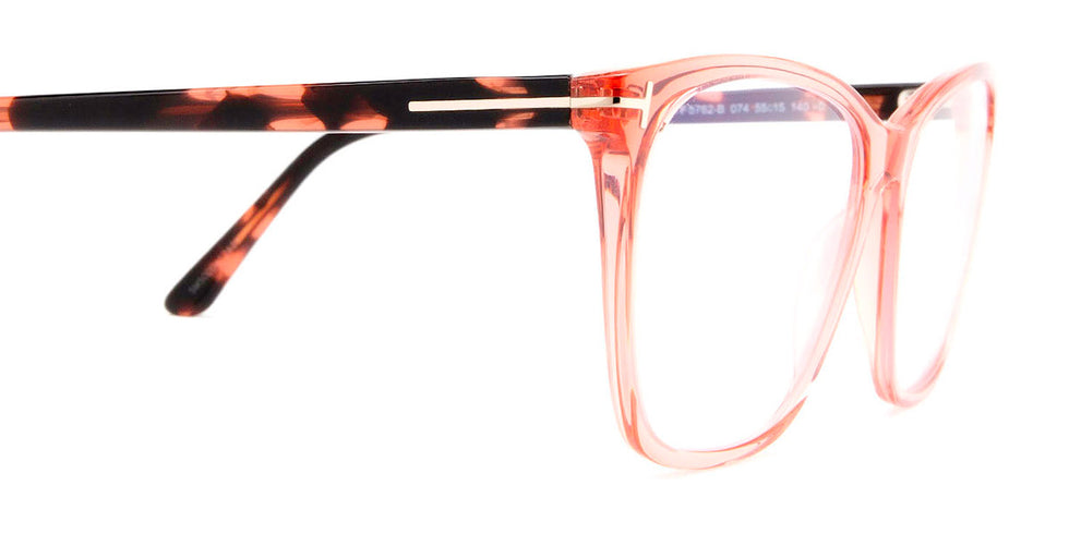 Tom Ford® FT5762-B FT5762-B 052 55 - 052 - Shiny Classic Dark Havana, t" Logo / Blue Block Lenses" Eyeglasses