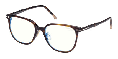 Tom Ford® FT5778-D-B FT5778-D-B 052 53 - 052 - Shiny Classic Dark Havana, t" Logo / Blue Block Lenses" Eyeglasses