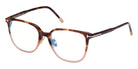 Tom Ford® FT5778-D-B FT5778-D-B 055 53 - 055 - Shiny Medium Havana To Milky Pink, t" Logo / Blue Block Lenses" Eyeglasses