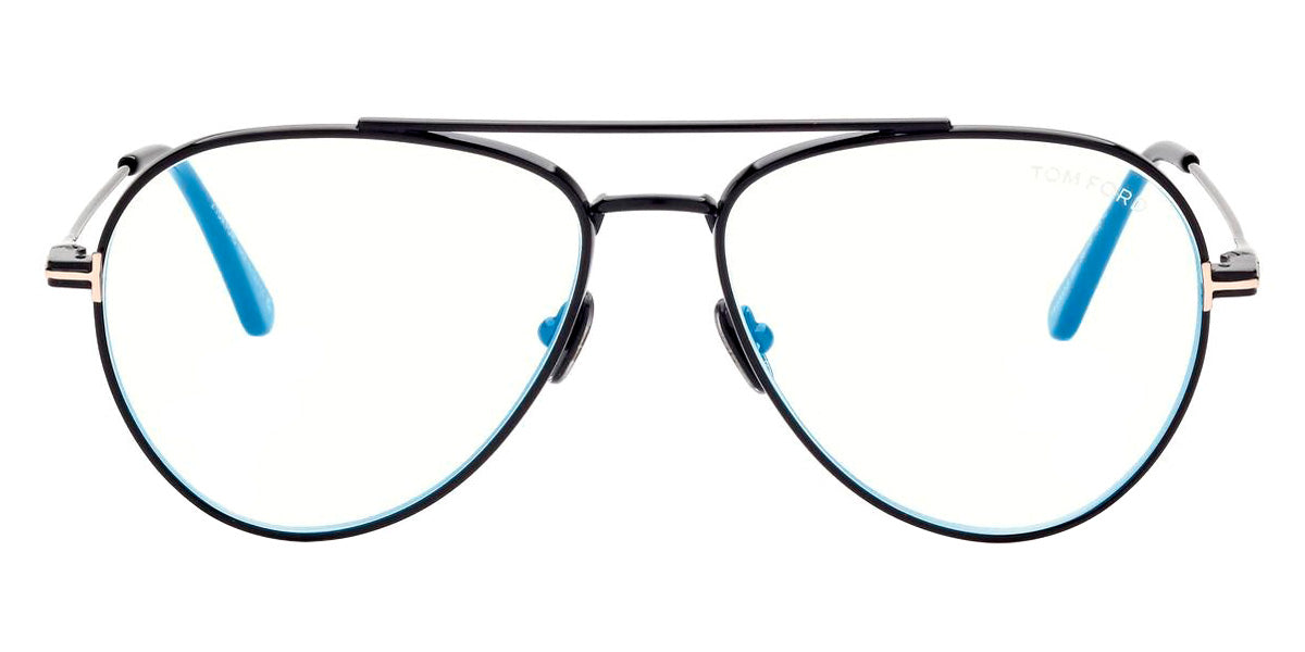 Tom Ford® FT5800-B FT5800-B 001 56 - 001 - Shiny Black, t" Logo / Blue Block Lenses" Eyeglasses
