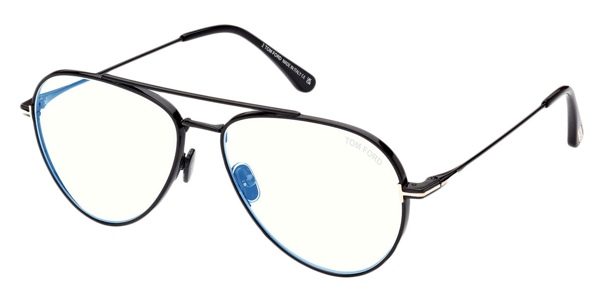 Tom Ford® FT5800-B FT5800-B 001 56 - 001 - Shiny Black, t" Logo / Blue Block Lenses" Eyeglasses