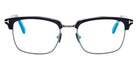 Tom Ford® FT5801-B FT5801-B 001 54 - 001 - Black, Shiny Dark Ruthenium, t" Logo / Blue Block Lenses" Eyeglasses