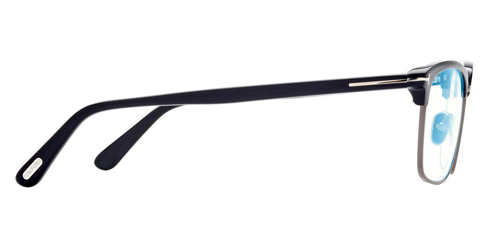 Tom Ford® FT5801-B FT5801-B 001 54 - 001 - Black, Shiny Dark Ruthenium, t" Logo / Blue Block Lenses" Eyeglasses