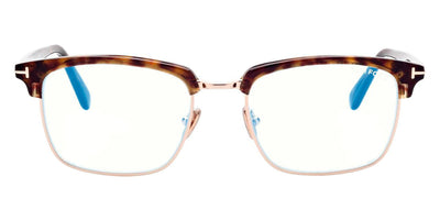 Tom Ford® FT5801-B FT5801-B 052 54 - 052 - Classic Dark Havana, Shiny Rose Gold, t" Logo/ Blue Block Lenses" Eyeglasses