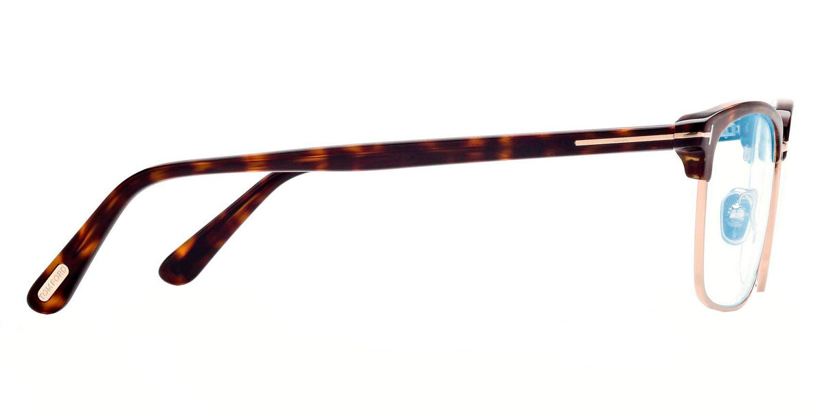 Tom Ford® FT5801-B FT5801-B 052 54 - 052 - Classic Dark Havana, Shiny Rose Gold, t" Logo/ Blue Block Lenses" Eyeglasses