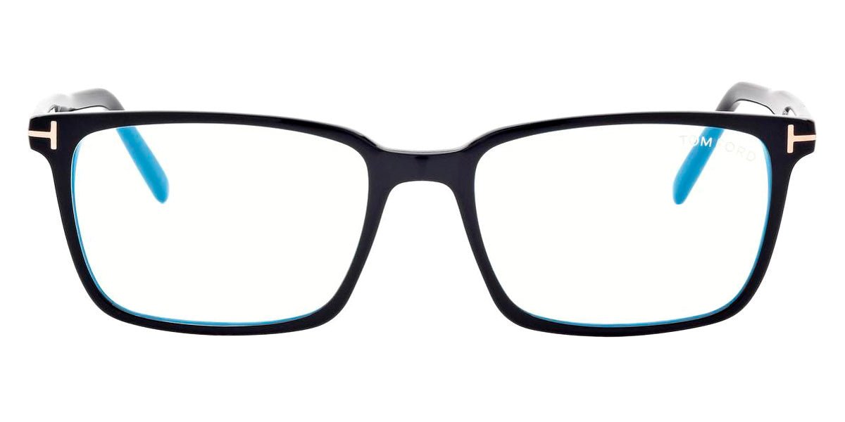 Tom Ford® FT5802-B FT5802-B 020 53 - 020 - Shiny Transp. Grey, Vintage Grey Havana, t" Logo / Blue Block Lenses" Eyeglasses