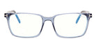Tom Ford® FT5802-B FT5802-B 020 55 - 020 - Shiny Transp. Grey, Vintage Grey Havana, t" Logo / Blue Block Lenses" Eyeglasses