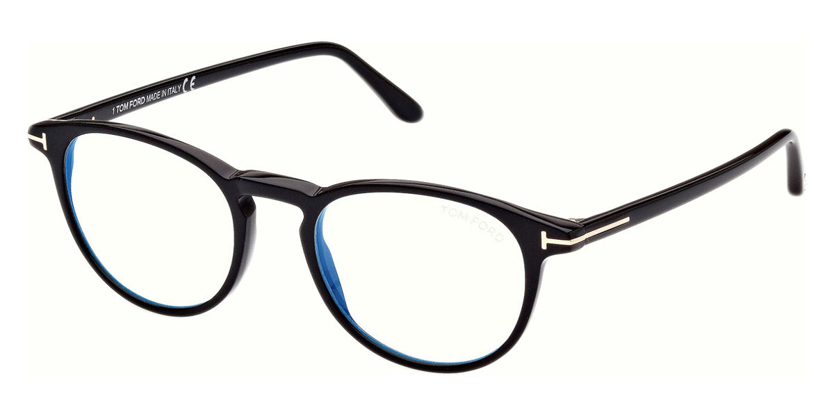Tom Ford® FT5803-B FT5803-B 001 51 - 001 - Shiny Black, t" Logo / Blue Block Lenses" Eyeglasses