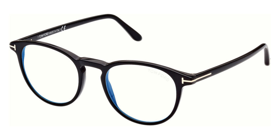 Tom Ford® FT5803-B FT5803-B 001 51 - 001 - Shiny Black, t" Logo / Blue Block Lenses" Eyeglasses