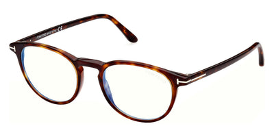 Tom Ford® FT5803-B FT5803-B 054 51 - 054 - Shiny Auburn Havana, t" Logo/ Blue Block Lenses" Eyeglasses