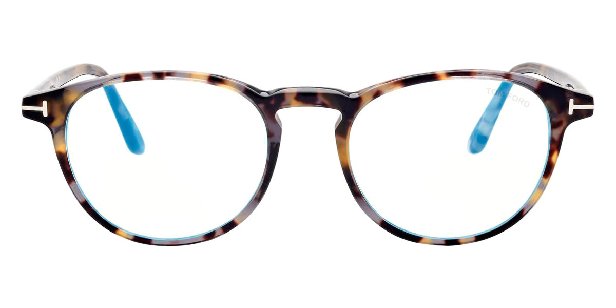 Tom Ford® FT5803-B FT5803-B 055 49 - 055 - Shiny Vintage Grey Havana, t" Logo/ Blue Block Lenses" Eyeglasses