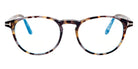 Tom Ford® FT5803-B FT5803-B 055 49 - 055 - Shiny Vintage Grey Havana, t" Logo/ Blue Block Lenses" Eyeglasses
