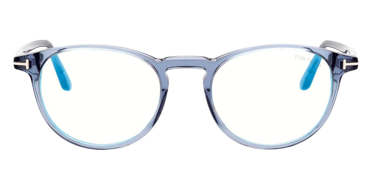 Tom Ford® FT5801-B FT5801-B 090 54 - 090 - Solid Navy Blue, Shine Palladoum, t" Logo/ Blue Block Lenses" Eyeglasses